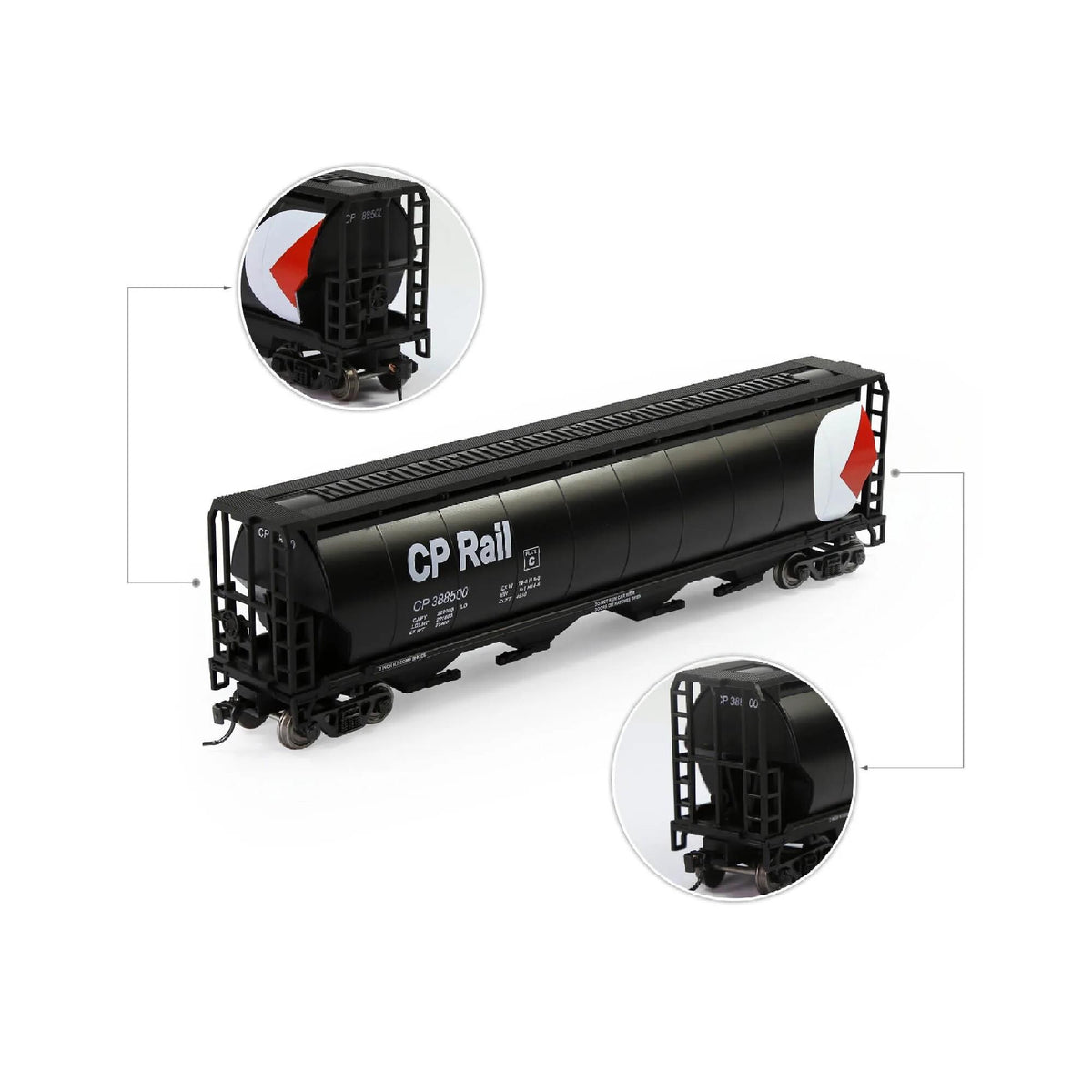 HO Scale 1:87 Grain Hopper Wagon 4-Bay Covered Freight Train Car Railway Model