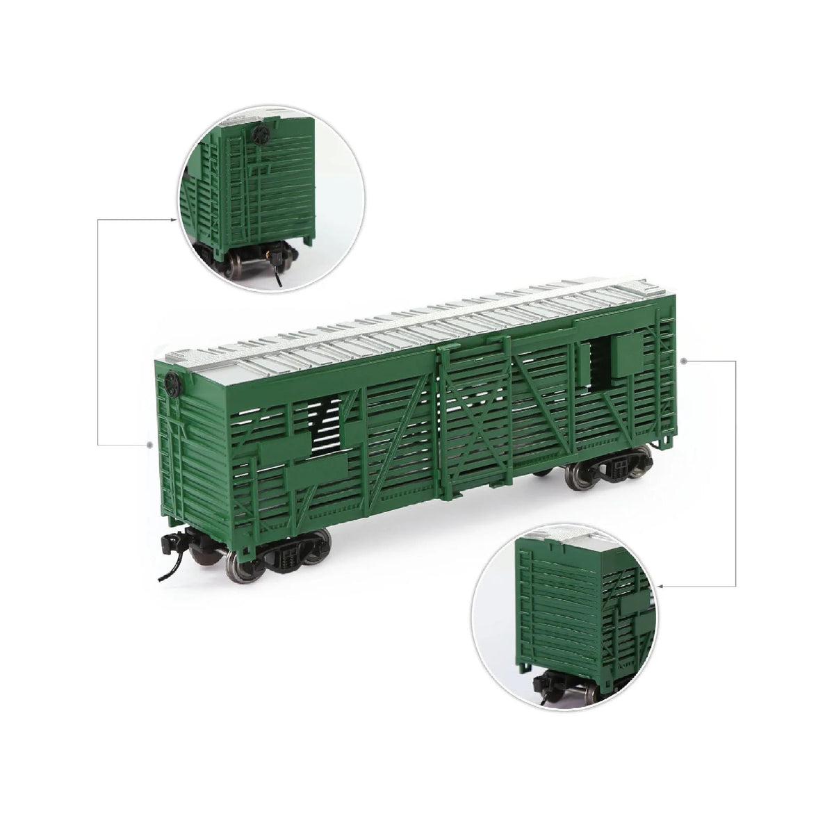 HO Scale 1:87 40ft Stock Car Cattle Wagon Painted Unlettered Freight Train Model