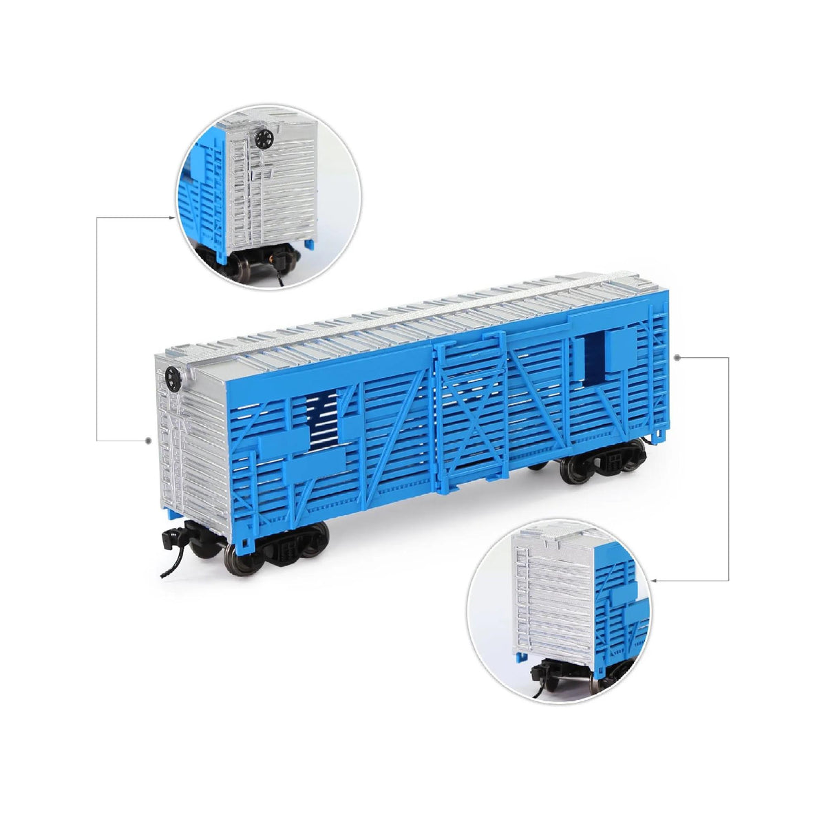 HO Scale 1:87 40ft Stock Car Cattle Wagon Painted Unlettered Freight Train Model