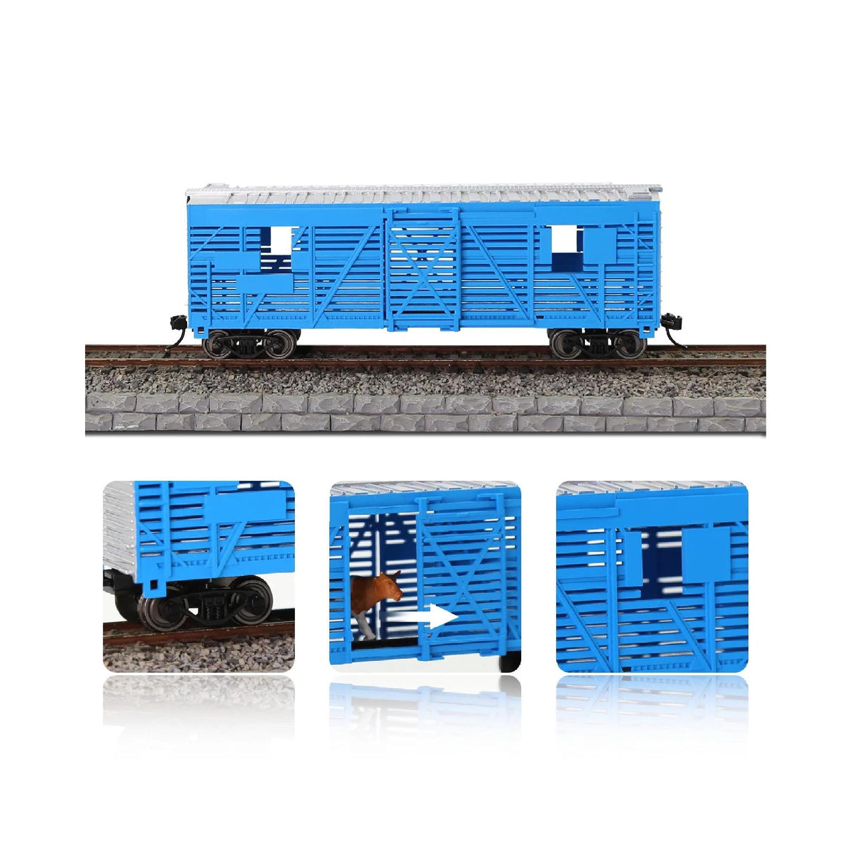 HO Scale 1:87 40ft Stock Car Cattle Wagon Painted Unlettered Freight Train Model