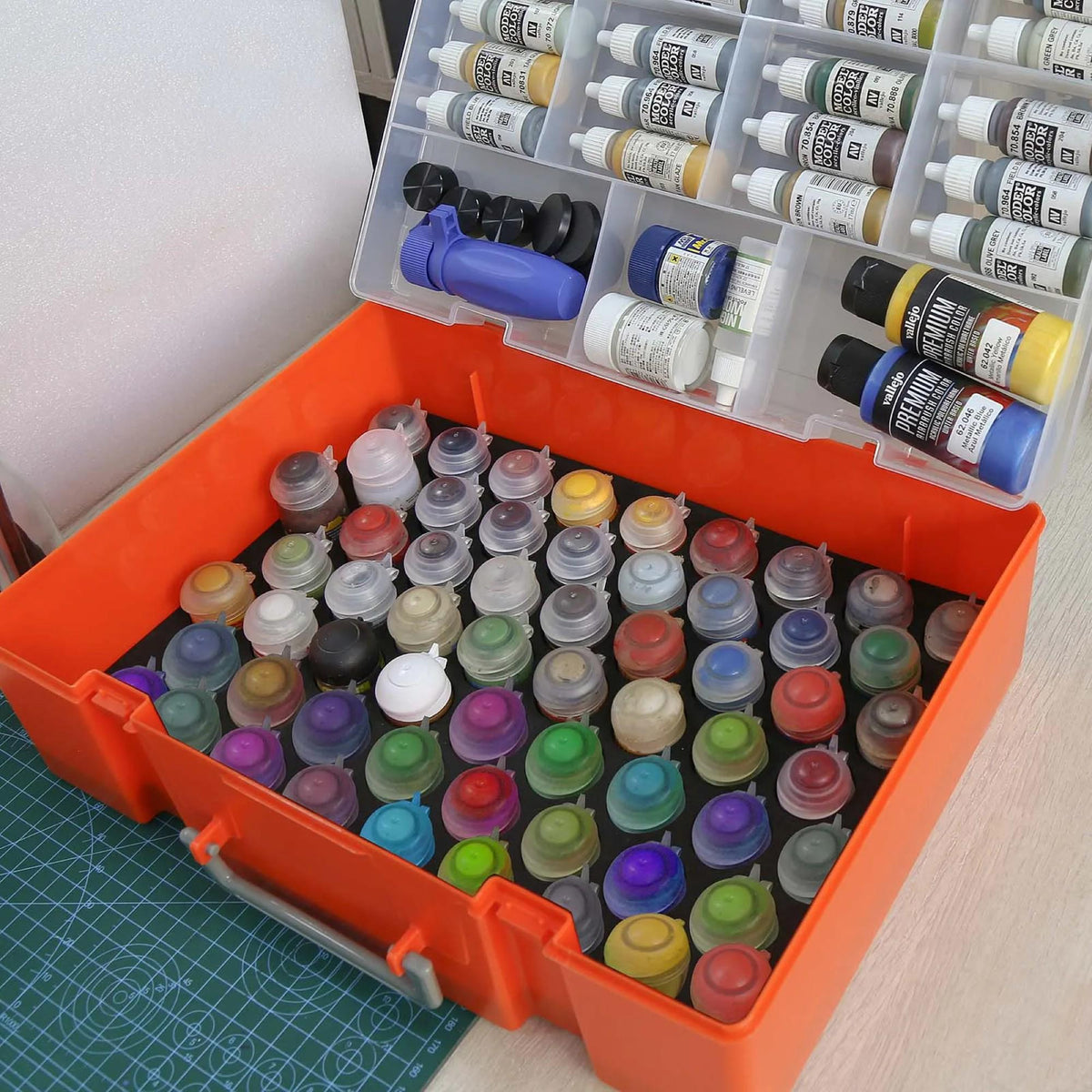 Dual Layer Model Paint Bottle Storage Case Organizer Carrying Suitcase Portable Holder