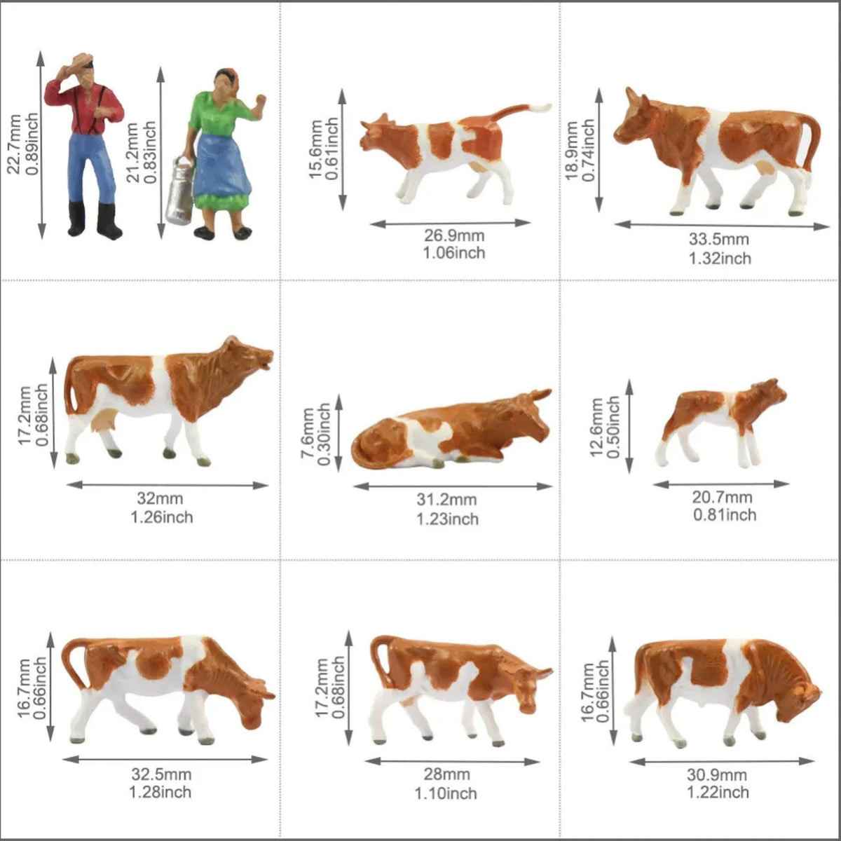 HO Scale Farm Animal Figures – 1:87 for Railway Dioramas & Model Scenery
