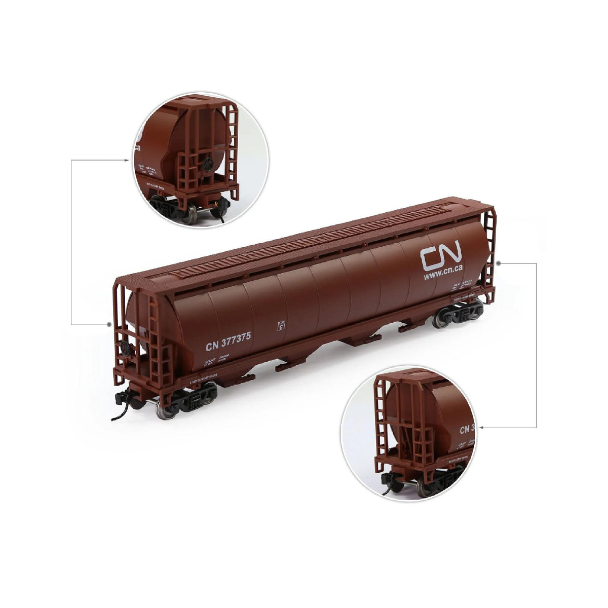 HO Scale 1:87 Grain Hopper Wagon 4-Bay Covered Freight Train Car Railway Model