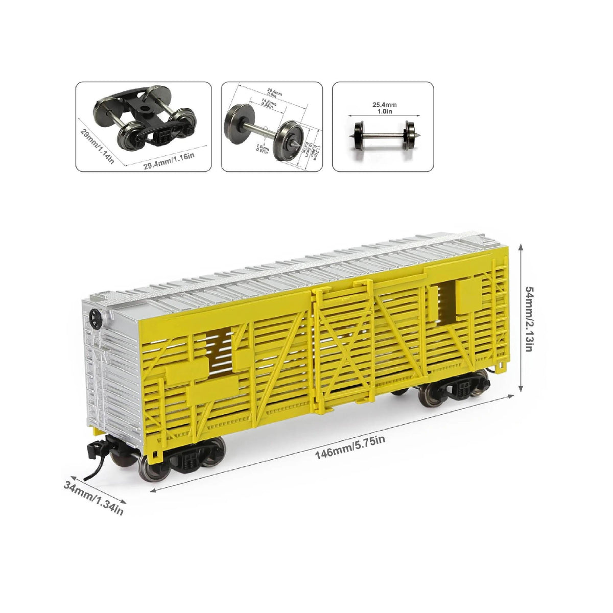 HO Scale 1:87 40ft Stock Car Cattle Wagon Painted Unlettered Freight Train Model