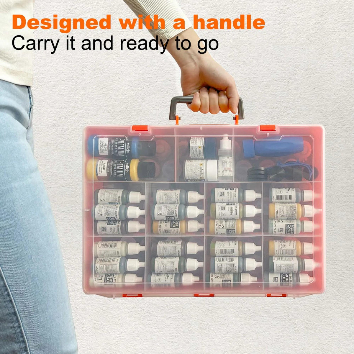 Dual Layer Model Paint Bottle Storage Case Organizer Carrying Suitcase Portable Holder