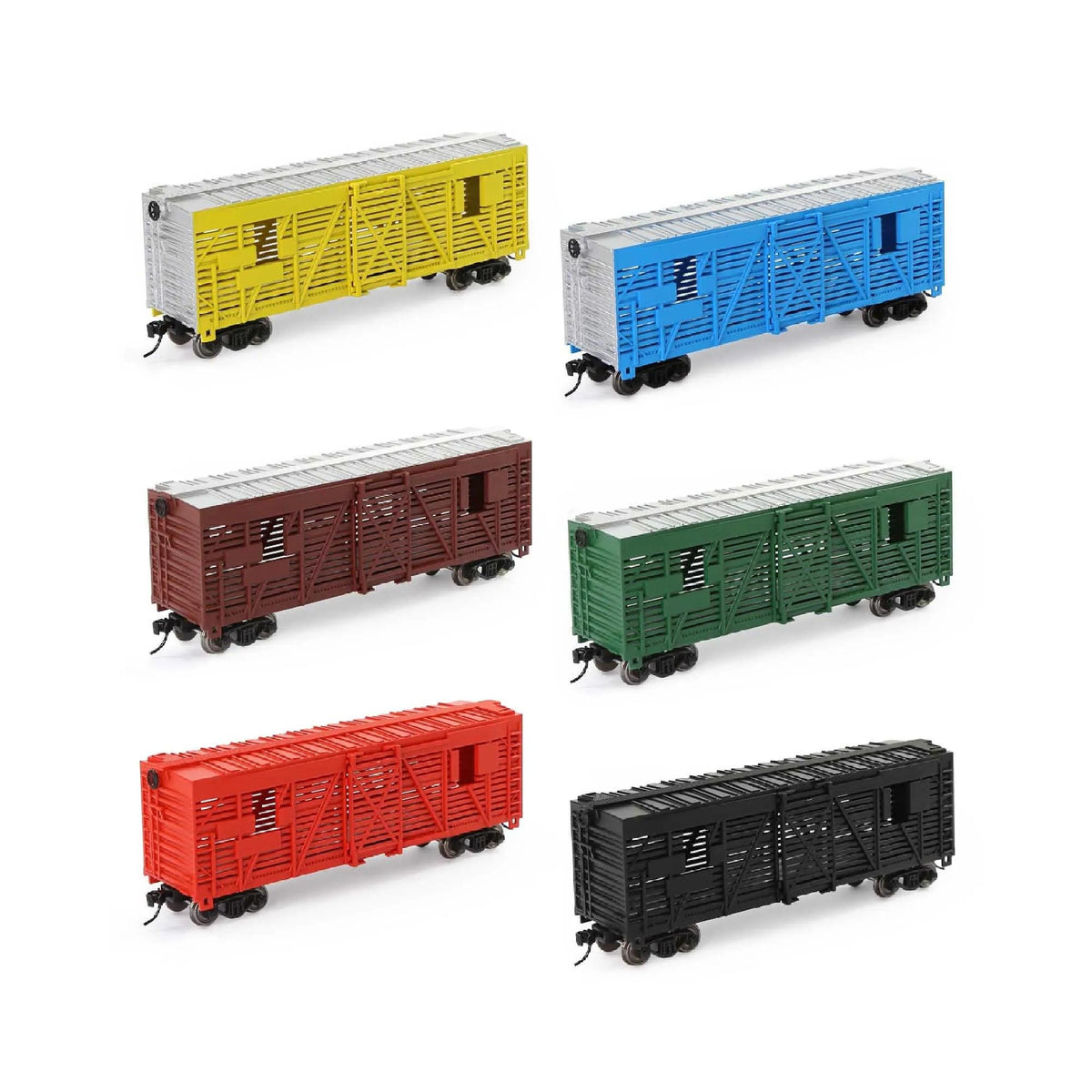 HO Scale 1:87 40ft Stock Car Cattle Wagon Painted Unlettered Freight Train Model