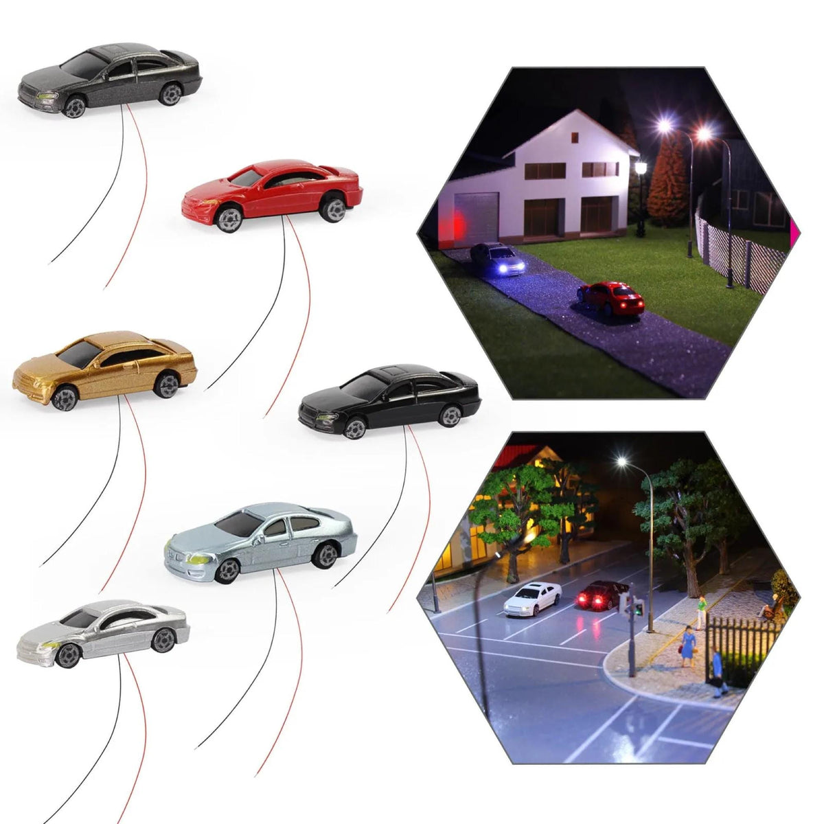 4pcs N Scale 1:160 Lighted Model Cars Head Rear Lights 12V Train Layout