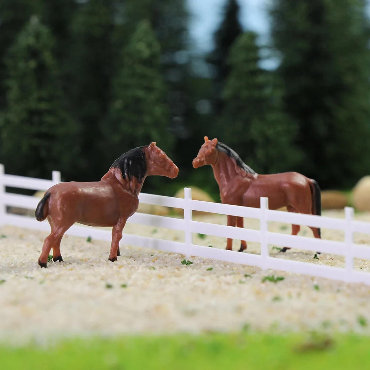 30pcs Ho Scale 1:87 Painted Model Brown Horse Figures Farm Animals Scenery Layout