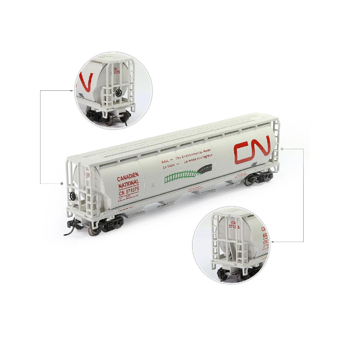 HO Scale 1:87 Grain Hopper Wagon 4-Bay Covered Freight Train Car Railway Model