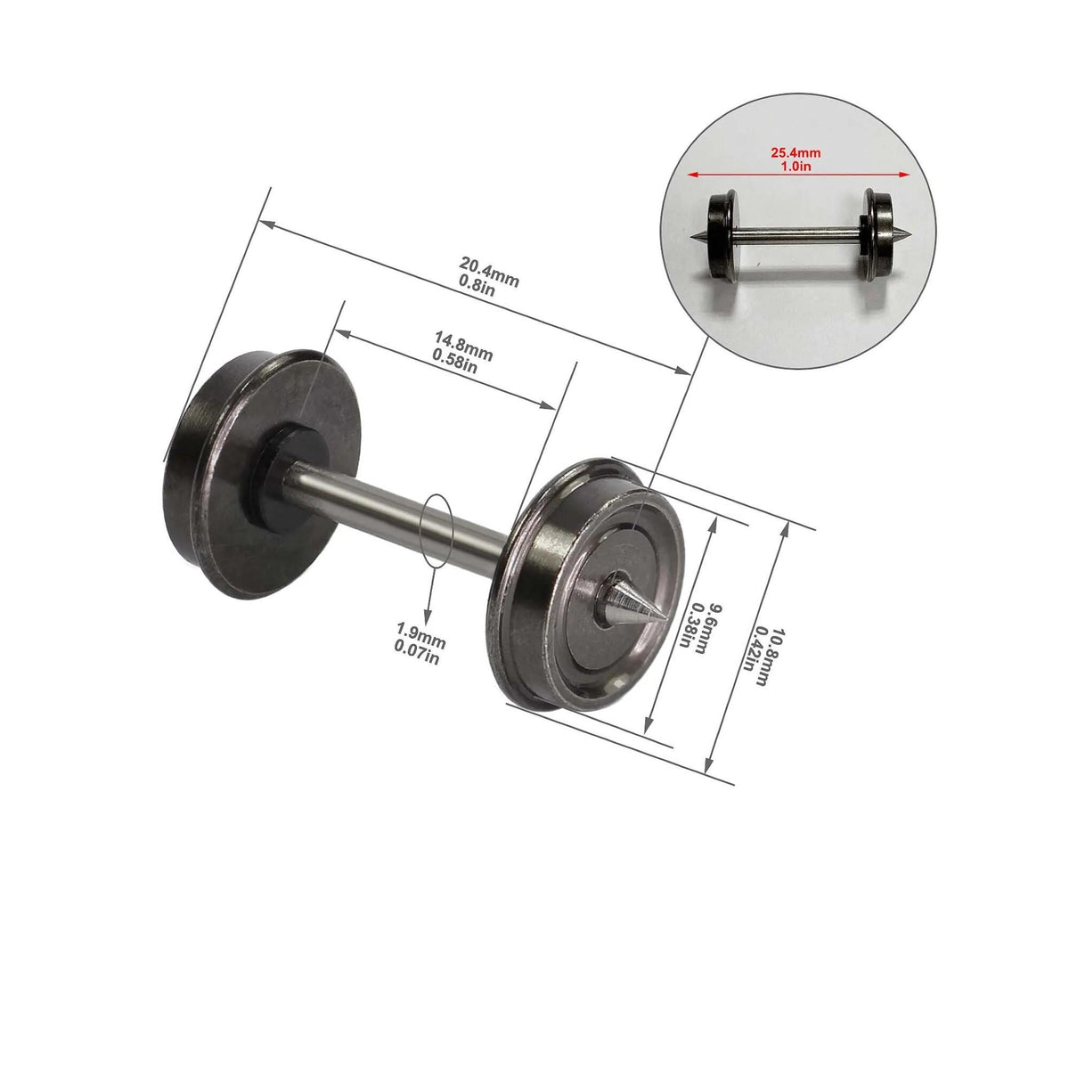 HO Scale 1:87 33" Metal Wheelsets – 12/24 Pack C8725