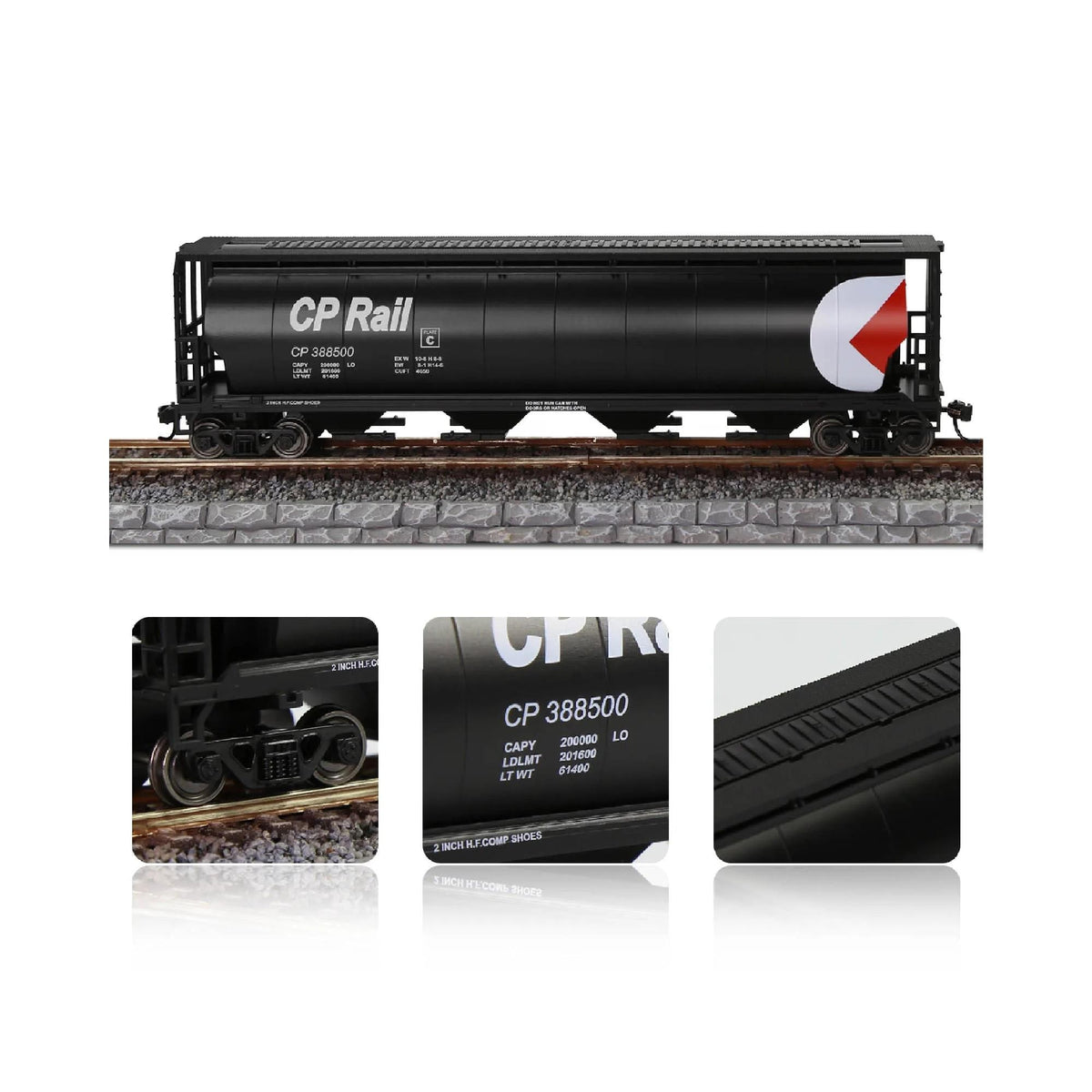 HO Scale 1:87 Grain Hopper Wagon 4-Bay Covered Freight Train Car Railway Model