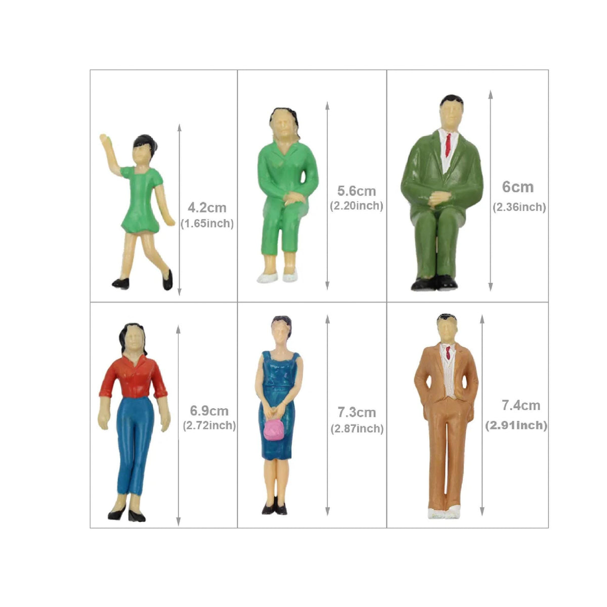 14pcs G Scale 1:25 Painted Figures Standing Seated People Adult Children Model Layout