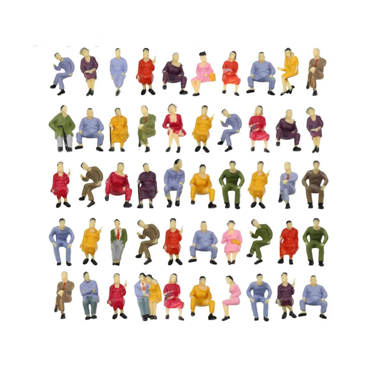 50pcs O Scale 1:43 Seated Painted Figures Passengers People Model Railway Train Layout