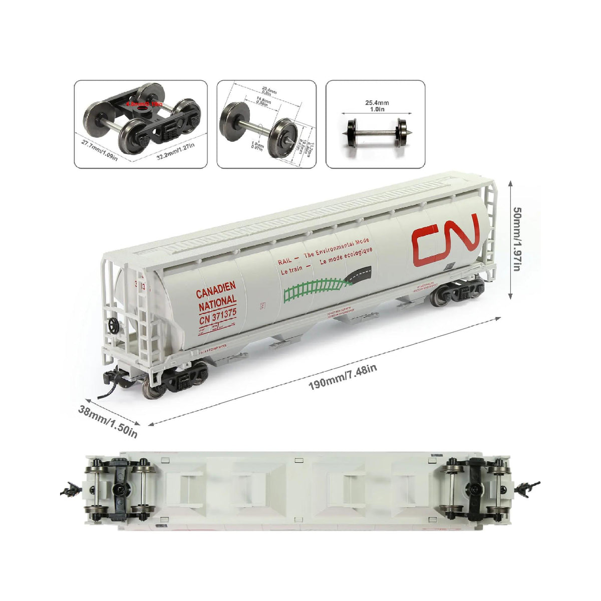 HO Scale 1:87 Grain Hopper Wagon 4-Bay Covered Freight Train Car Railway Model
