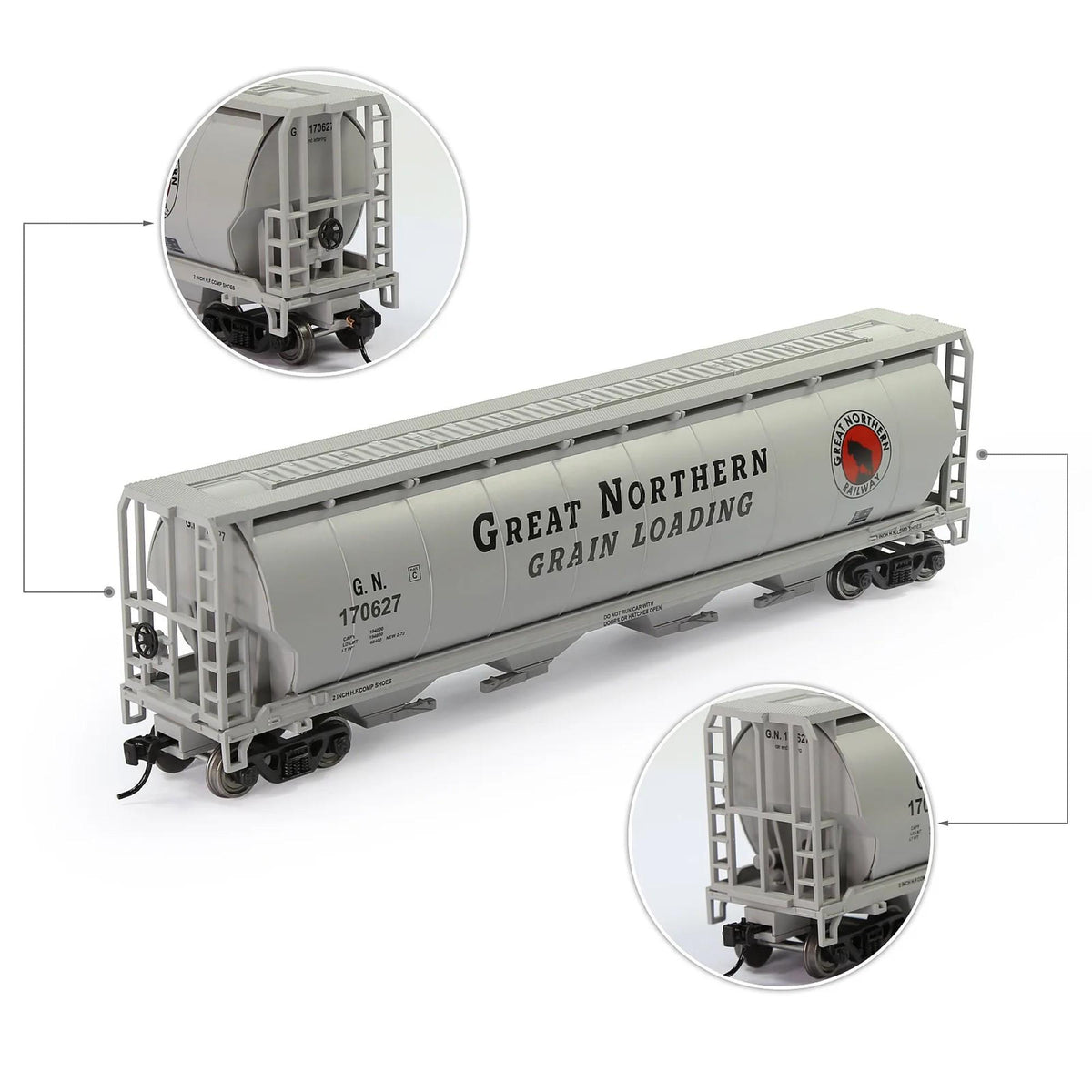 HO Scale 1:87 Grain Hopper Wagon 4-Bay Covered Freight Train Car Railway Model