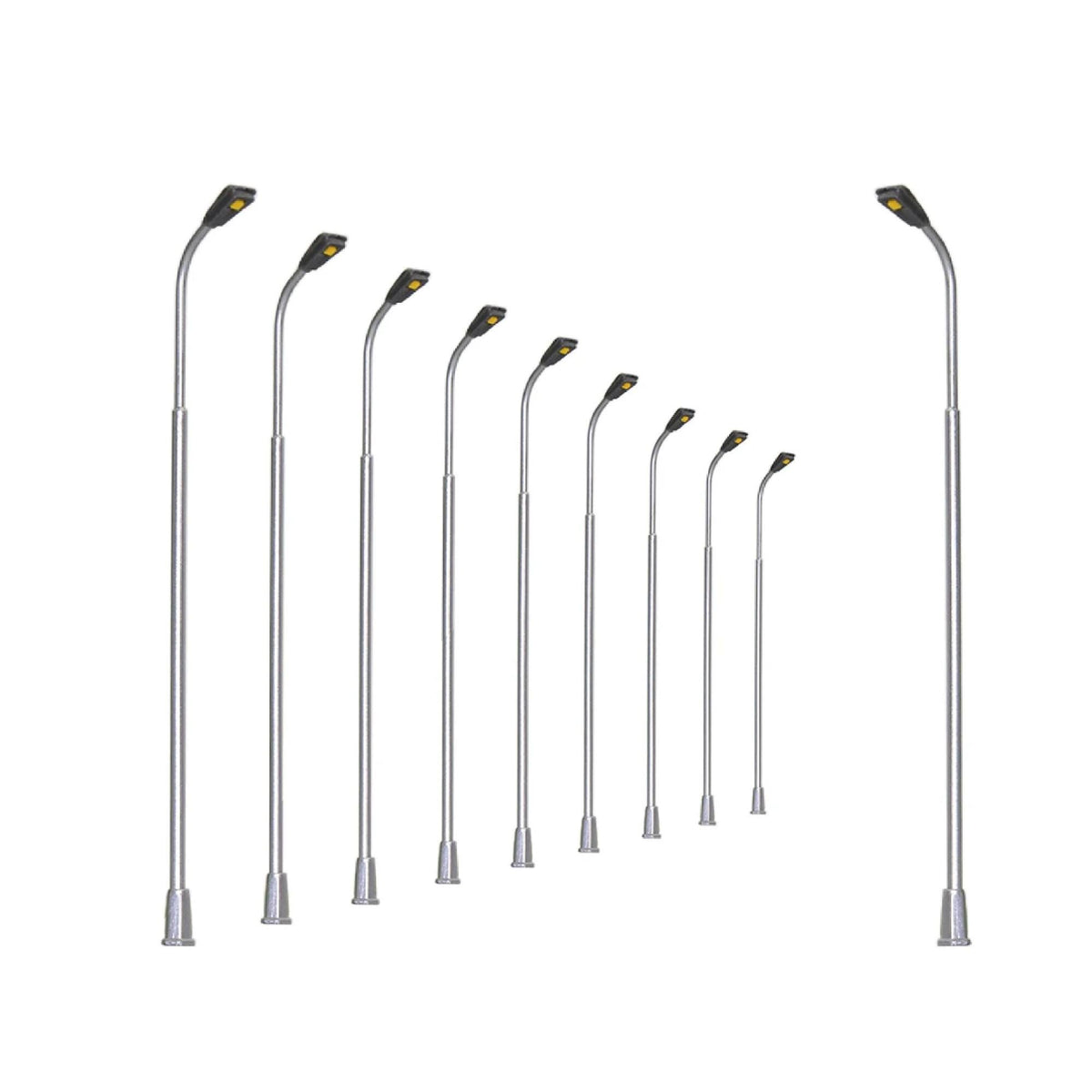 Model Railway Street Lamps: Metal, Warm White LED, Z, N, HO, OO, O Scale